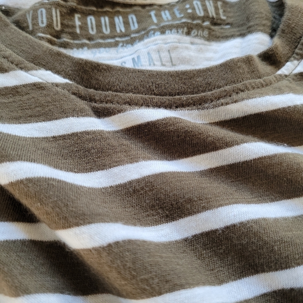 Cotton On The One Crew Neck Olive White Stripe T-shirt Size Women's XS - Picture 10 of 10